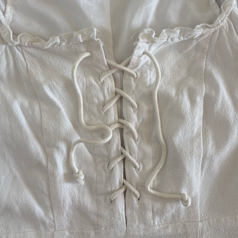 Nasty Gal Collection “Strings Attached” Lace-Up Mini Dress Womens 6 White Lined - Picture 7 of 11